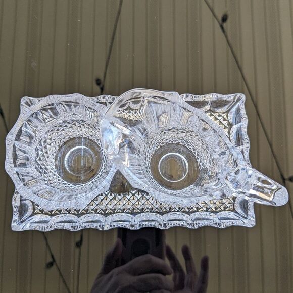 Cut Lead Crystal Sugar Creamer Tray Set Germany Hobnail Exquisite Detail MCM - Picture 14 of 16